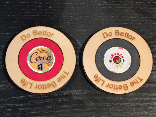 Drink Coasters with Casino Chip insert (Pair)